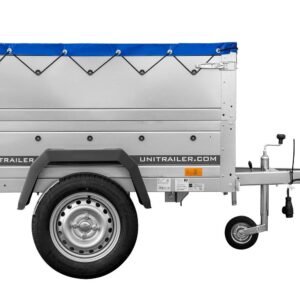 kleiner pkw anhanger unitrailer garden trailer 150 kipp mit blauer flachplane st 1.jpg